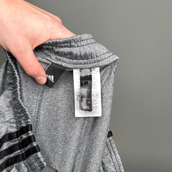 Vintage Y2K Adidas Sweatpants Mens L Baggy Wide Leg Grey Black Stripes Polyester - Picture 4 of 4